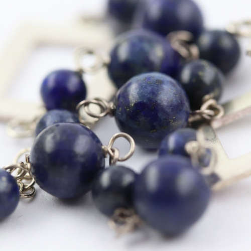NATURAL LAPIS LAZULI AND STERLING SILVER 440MM NECKLACE. 925