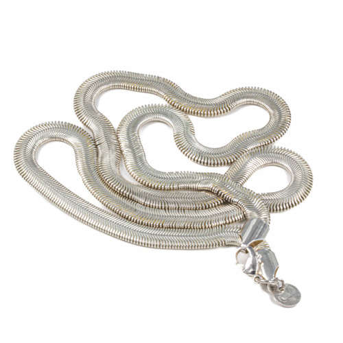 VINTAGE STERLING SILVER FLAT `SNAKE` LINK NECKLACE. 925. 50CM IN LENGTH