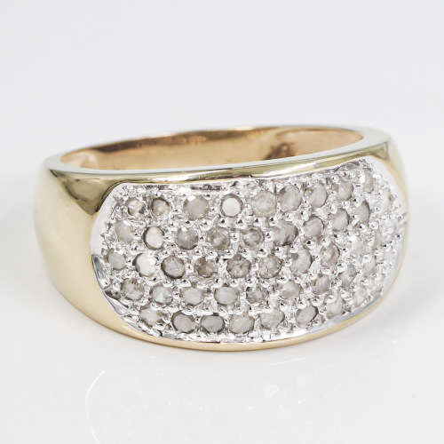 BROADBAND 0,50ct DIAMOND PAVÉ 9CT YELLOW GOLD RING. SCOTTISH-MADE. 375