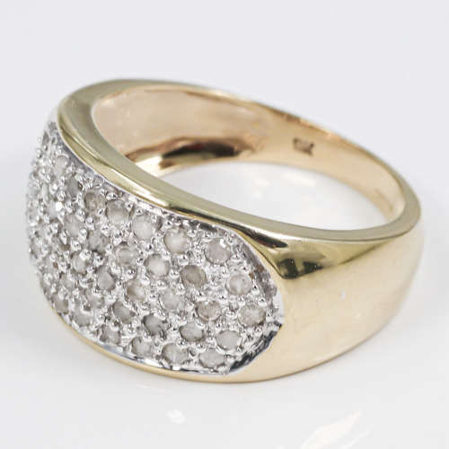BROADBAND 0,50ct DIAMOND PAVÉ 9CT YELLOW GOLD RING. SCOTTISH-MADE. 375