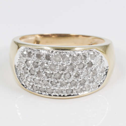 BROADBAND 0,50ct DIAMOND PAVÉ 9CT YELLOW GOLD RING. SCOTTISH-MADE. 375