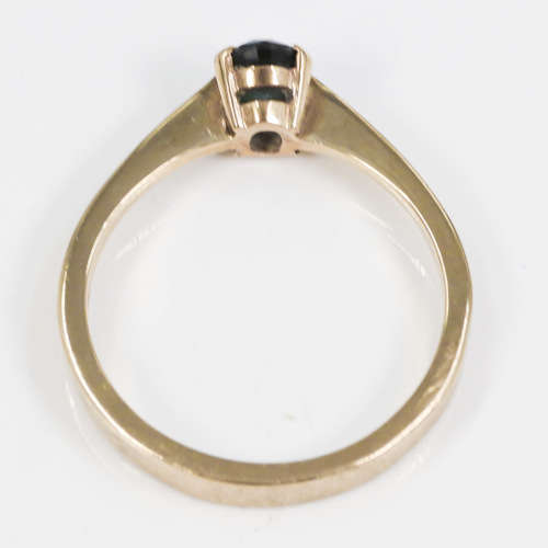 NATURAL EARTH-MINED DARK GREEN 0,40ct ZIRCON SOLITAIRE 9CT YELLOW GOLD RING