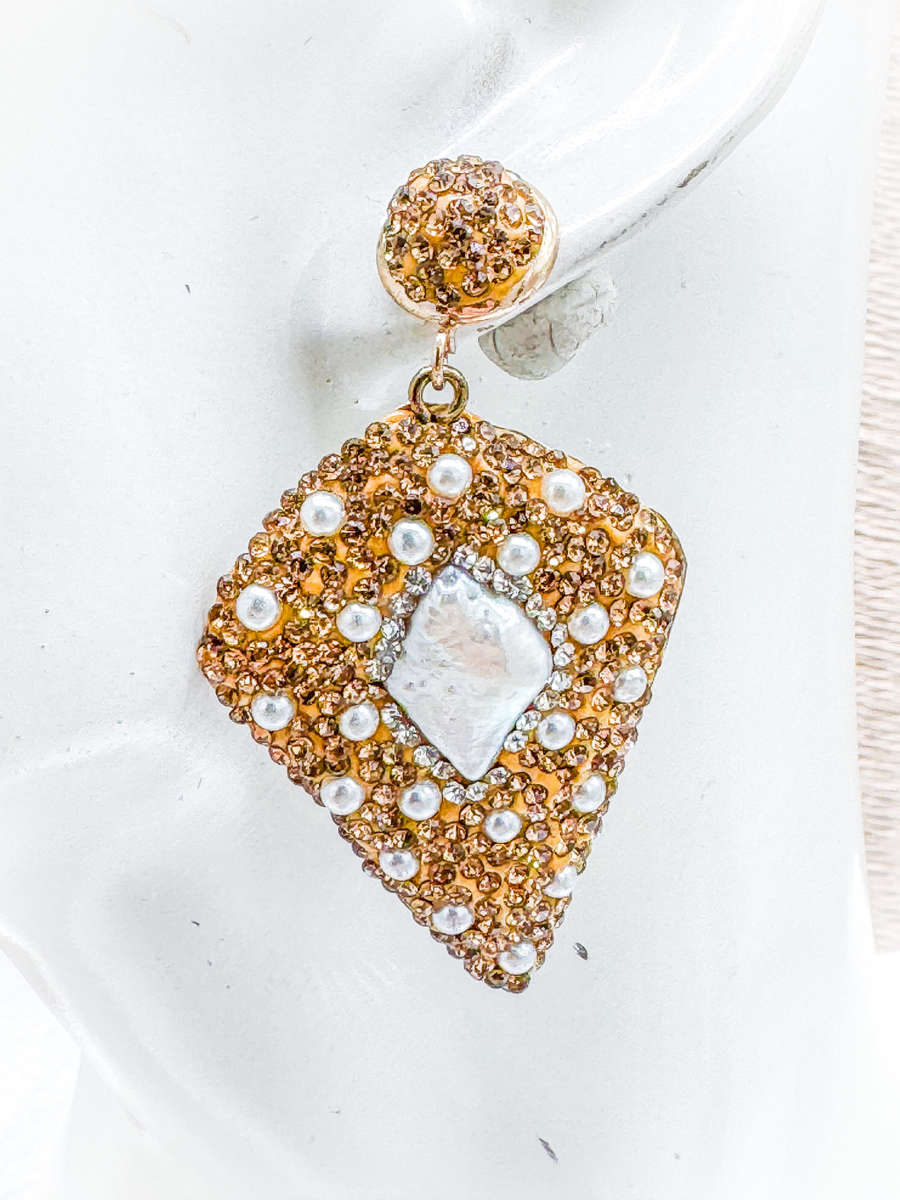 FUN AND FABULOUS, A MIX OF NATURAL & CREATED.... NATURAL MOTHER OF PEARL w/CUBIC ZIRCONIA EARRINGS