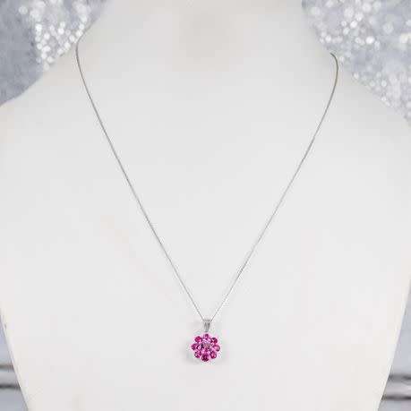 BEAUTIFUL SUMMARY BRIGHT PINK TOPAZ 925 STERLING SILVER PENDANT NECKLACE 44cm CHAIN