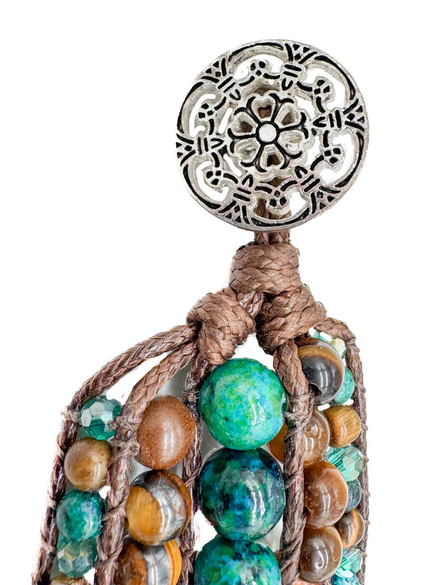 HANDCRAFTED - UNUSUAL TIGERS EYE AND TURQUOISE BEAD BRACELET