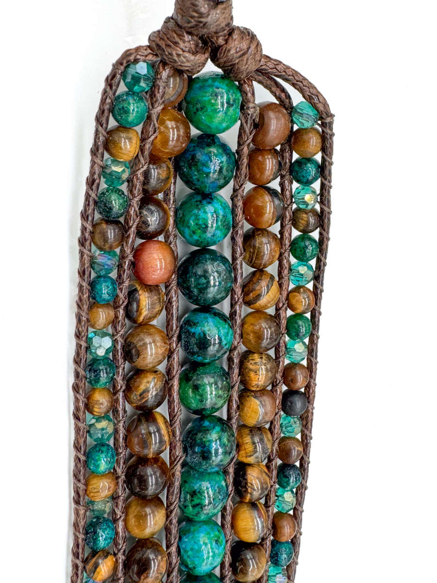 HANDCRAFTED - UNUSUAL TIGERS EYE AND TURQUOISE BEAD BRACELET
