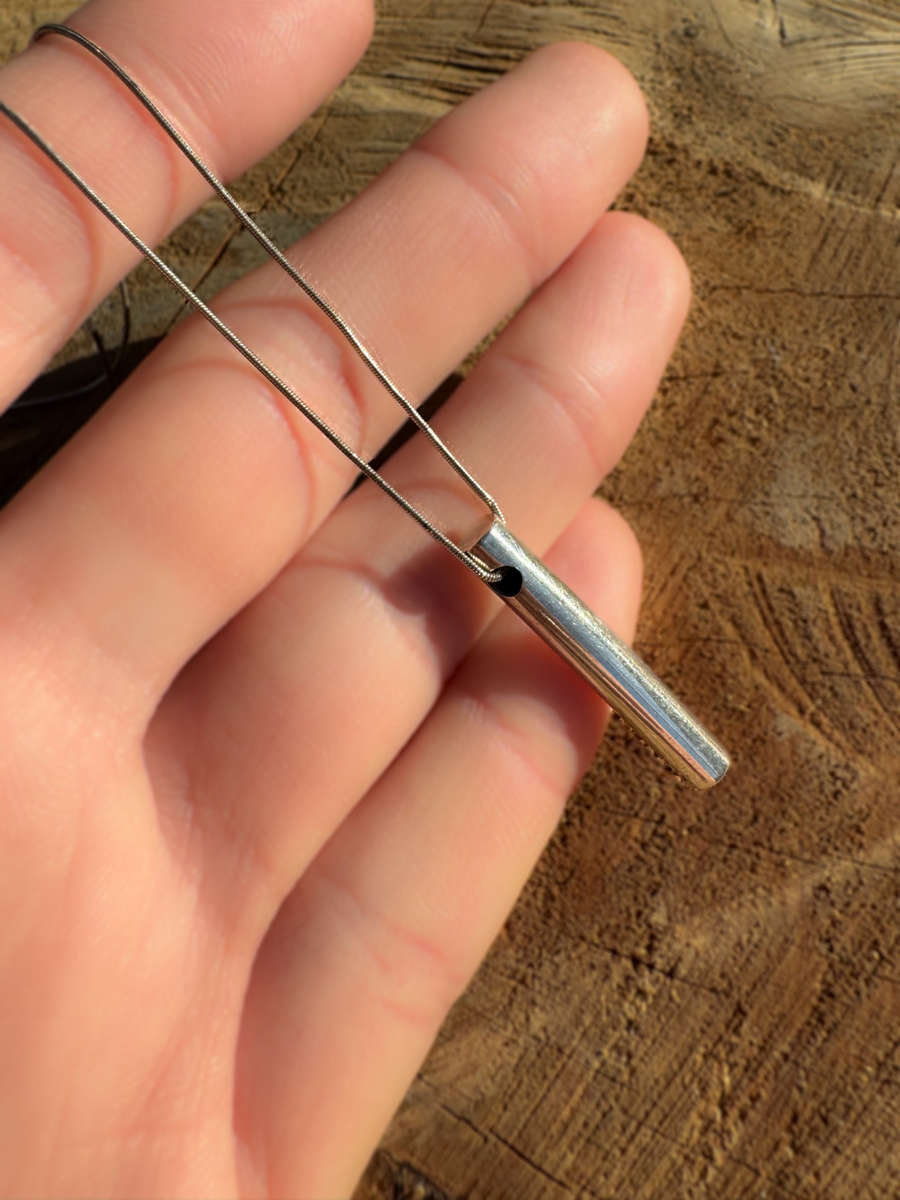 SOLID STERLING SILVER MODERN PENDANT NECKLACE on STERLING SILVER `LIQUID LINK` CHAIN