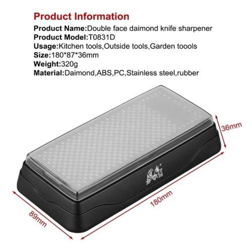 TAIDEA DOUBLE SIDED DIAMOND SHARPENING STONE KITCHEN/ OUTDOOR KNIFE SHARPENER