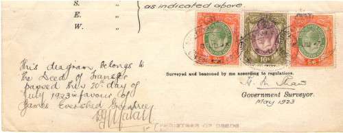 REVENUE STAMPS KGV ON PIECE