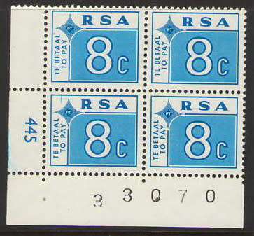 POSTAGE DUES SACC 67 CONTROL BLOCK OF 4 UMM