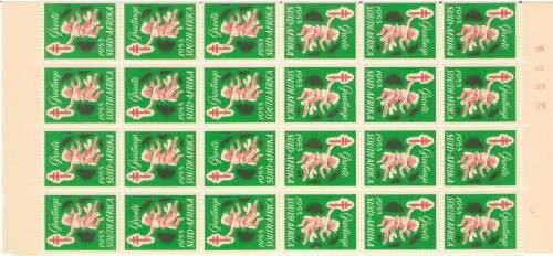 CHRISTMAS STAMPS 1953 CROSS SHEET BLOCK OF 24 WITH TETE-BECHE CENTRE  UMM
