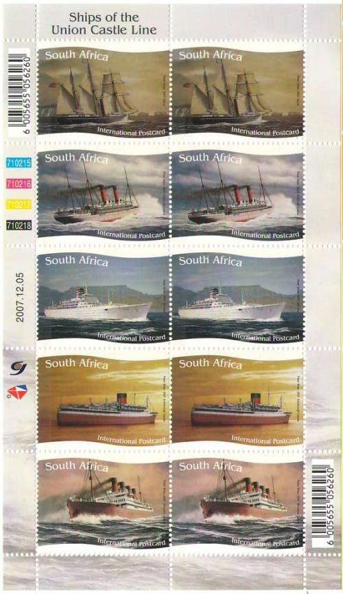 1849 SHIPS OF THE UNION CASTLE LINE FULL SHEET UMM