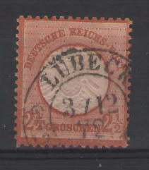 GERMAN EMPIRE 1872 2½GR REDDISH BROWN LARGE SHIELD VFU CV R1370