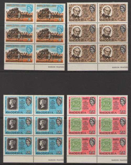 RHODESIA 1966 RHOPEX SET IN BLOCKS OF 6 UMM