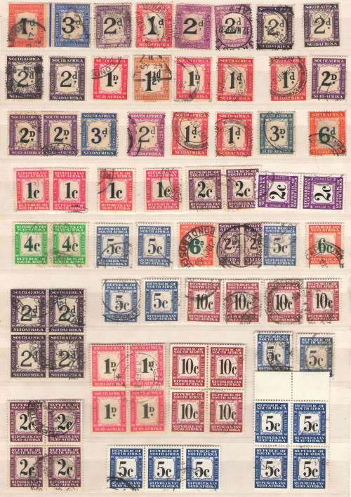 POSTAGE DUES MIXED PAGE OF VFU SINGLES AND BLOCKS