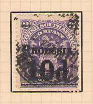 RHODESIA 1909 SURCHARGE BSAC OVERPRINT  10D VFU