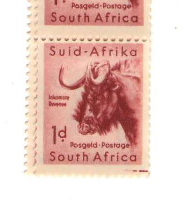 1954 1D WILDEBEEST COIL PROVING STRIP OF 22 WITH VARIETY UMM