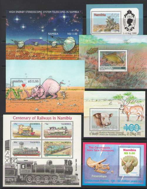 NAMIBIA SELECTION OF 7 MINISHEETS UMM