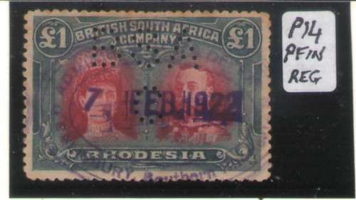 BSAC £1 DOUBLE HEAD PERFIN FISCAL CANCEL AS PER SCAN