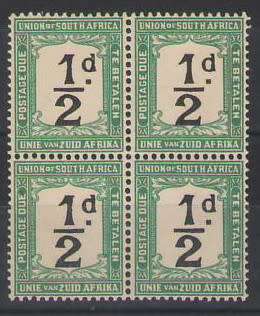 POSTAGE DUE HALF D SACC11 BLOCK OF 4 SUPERB UMM