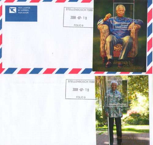 MANDELA MINISHEETS CANCELLED ON COVER