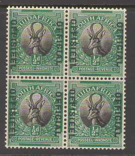 OFFICIAL SACC 8 ½D BLOCK OF 4 UMM  SEE BELOW