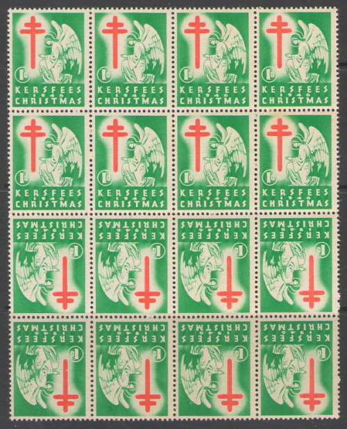 CHRISTMAS STAMPS 1946  BLOCK OF 16 WITH TETE BECHE CENTREUMM