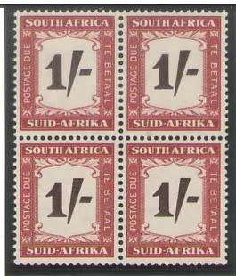 POSTAGE DUE 1950-1958 PD43 1/- BLOCK OF 4 UMM