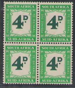 POSTAGE DUE PD41 1950-58 4D BLOCK/4 SUPERB UMM