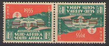 SOUTH AFRICA CHRISTMAS STAMPS 1935 TETE-BECHE PAIR UMM