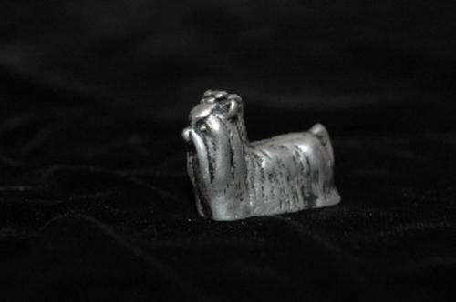 A small pewter YORKIE 3cm long