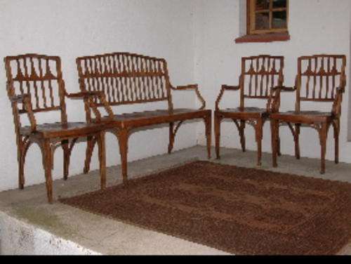 MUST GO!  Bentwood 2-seater and 3 chairs, all in excellent condition, see pics.