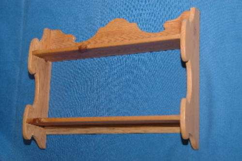 Oregon wall shelf unit 44cm wide for ornaments, shelves 7cm deep. Repro.