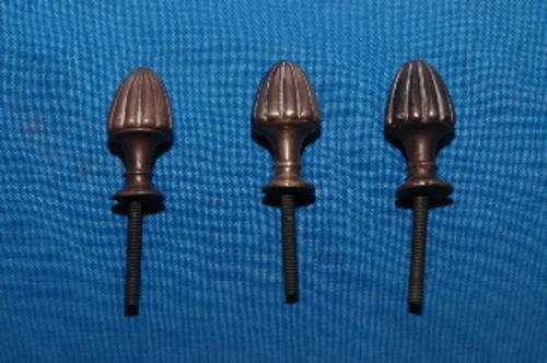 3 old solid brass cupboard doorknobs