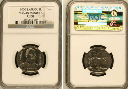 2000 Nelson Mandela "Smiley" R5 NGC AU58 - 3 @@@ R1 start