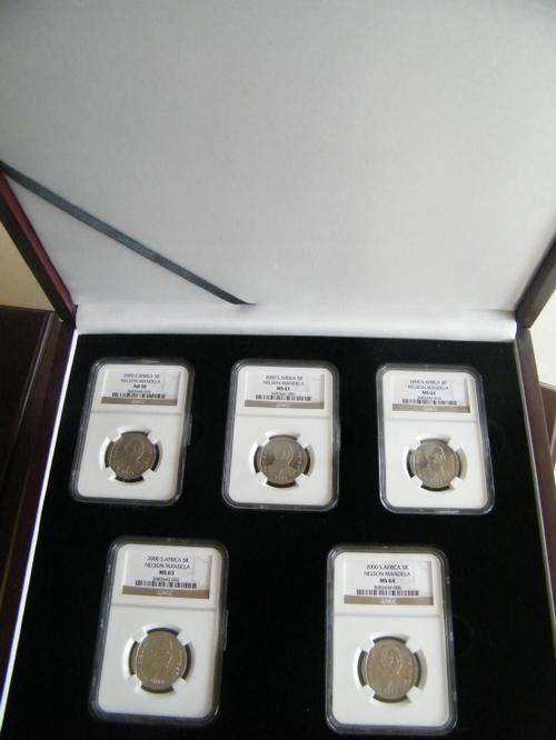 2000 Nelson Mandela NGC Graded Set in Mahogany Style Display Box