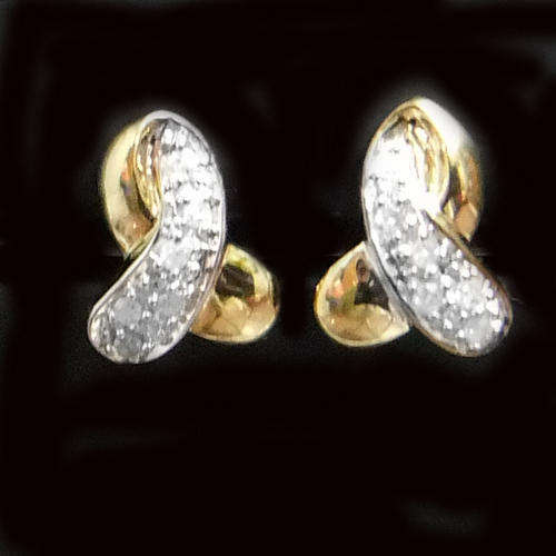 100% REAL, SOLID 10KT YELLOW GOLD NATURAL DIAMONDS EARRINGS