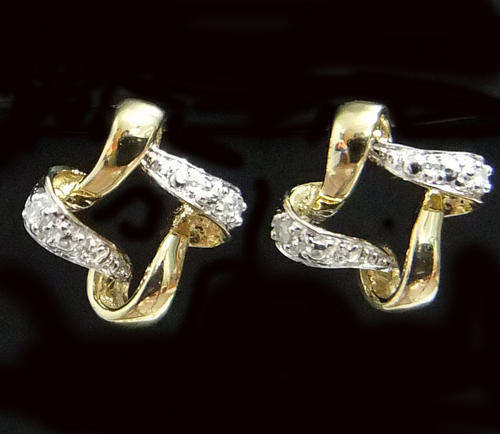 100% REAL, SOLID 10KT YELLOW GOLD NATURAL DIAMONDS EARRINGS