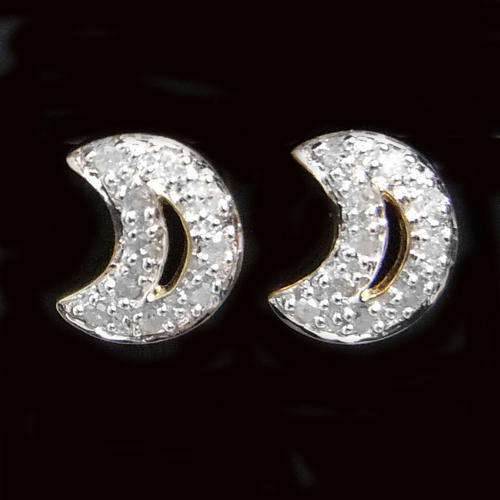 100% REAL, SOLID 10KT YELLOW GOLD NATURAL DIAMONDS EARRINGS