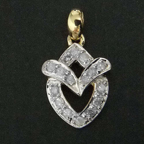 100% REAL, SOLID 10KT YELLOW GOLD NATURAL DIAMONDS PENDANT