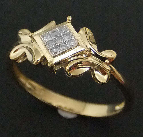 100% REAL, SOLID 9KT YELLOW GOLD NATURAL DIAMONDS RING