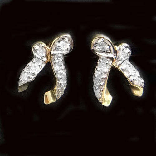 100% REAL, SOLID 10KT YELLOW GOLD NATURAL DIAMONDS EARRINGS