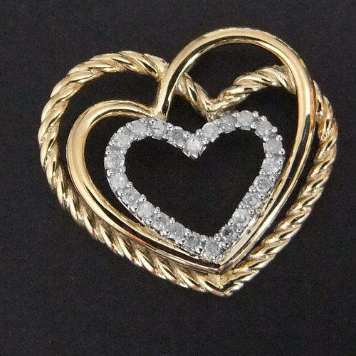 100% REAL, SOLID 9KT YELLOW GOLD NATURAL DIAMONDS PENDANT