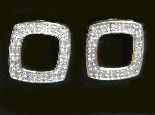 100% REAL, SOLID 9KT YELLOW GOLD NATURAL DIAMONDS EARRINGS