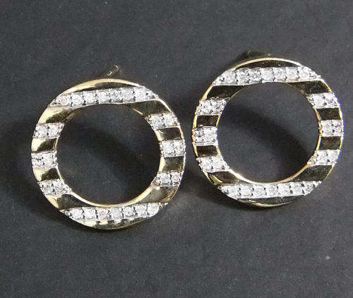100% REAL, SOLID 9KT YELLOW GOLD NATURAL DIAMONDS EARRINGS