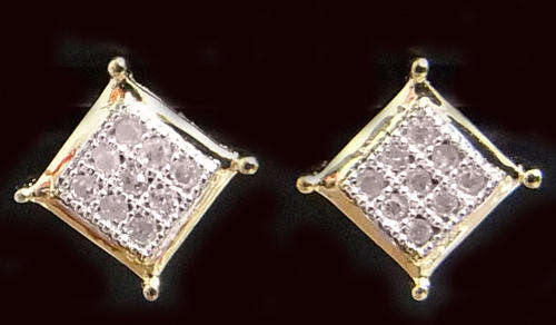 100% REAL, SOLID 10KT YELLOW GOLD NATURAL DIAMONDS EARRINGS
