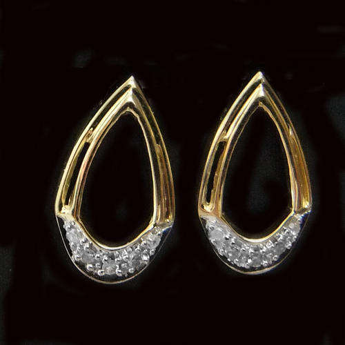 100% REAL, SOLID 9KT YELLOW GOLD NATURAL DIAMONDS EARRINGS