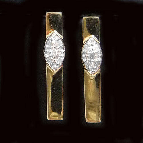 100% REAL, SOLID 10KT YELLOW GOLD NATURAL DIAMONDS EARRINGS