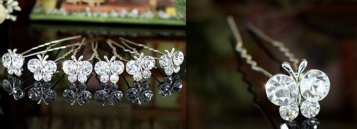 Wedding Butterfly Crystal Hair Pins