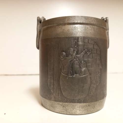 VINTAGE ASN BAVARIA ZINN PEWTER GLÜCK AUF MINI BUCKET